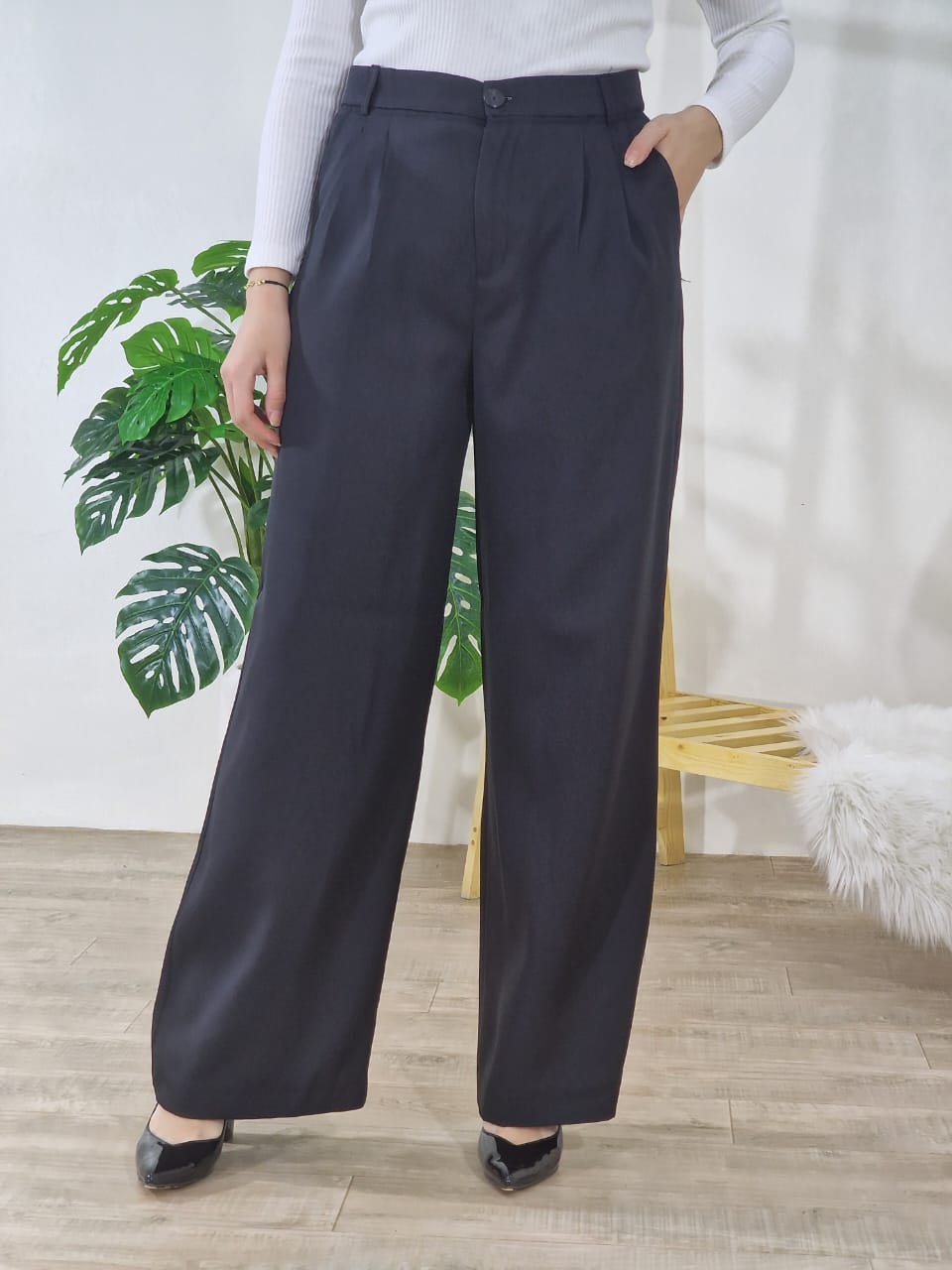 Pantalon large Classique -Noir-